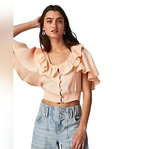 NWT Free People Sweet Times Linen Top, SIZE XS